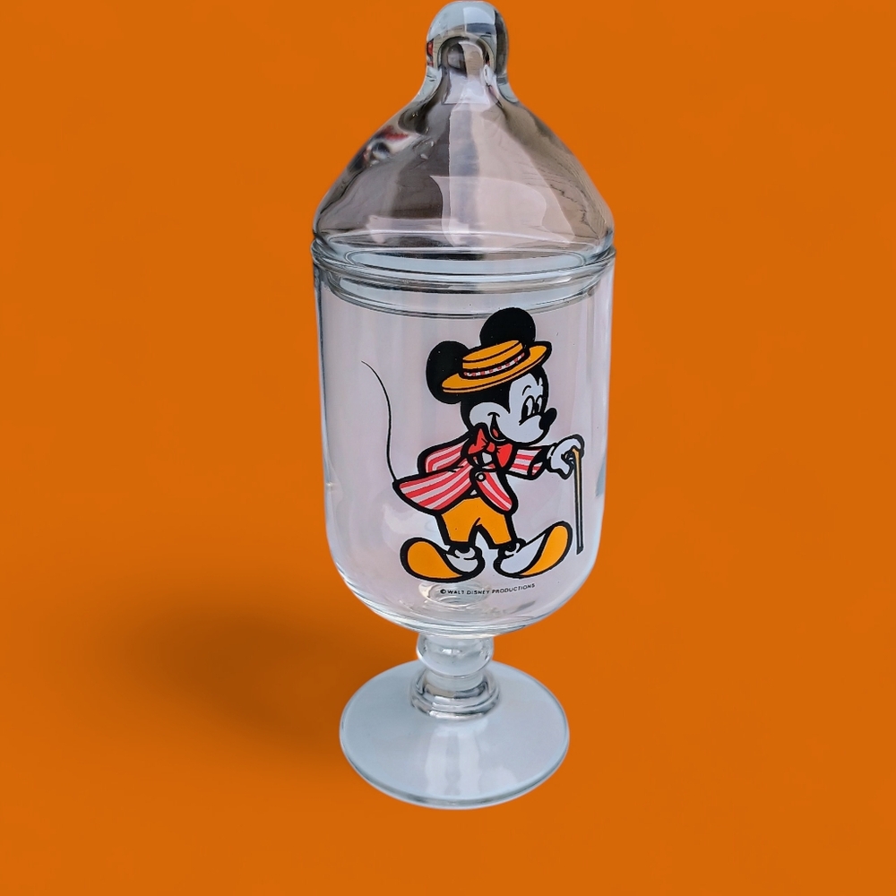 Vintage Disney Mickey Mouse pedestal candy jar apothecary jar with lid